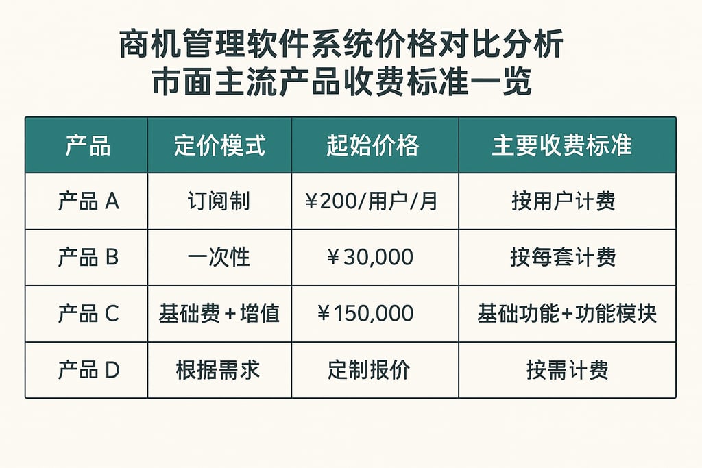 商机管理软件系统价格对比分析，市面主流产品收费标准一览
