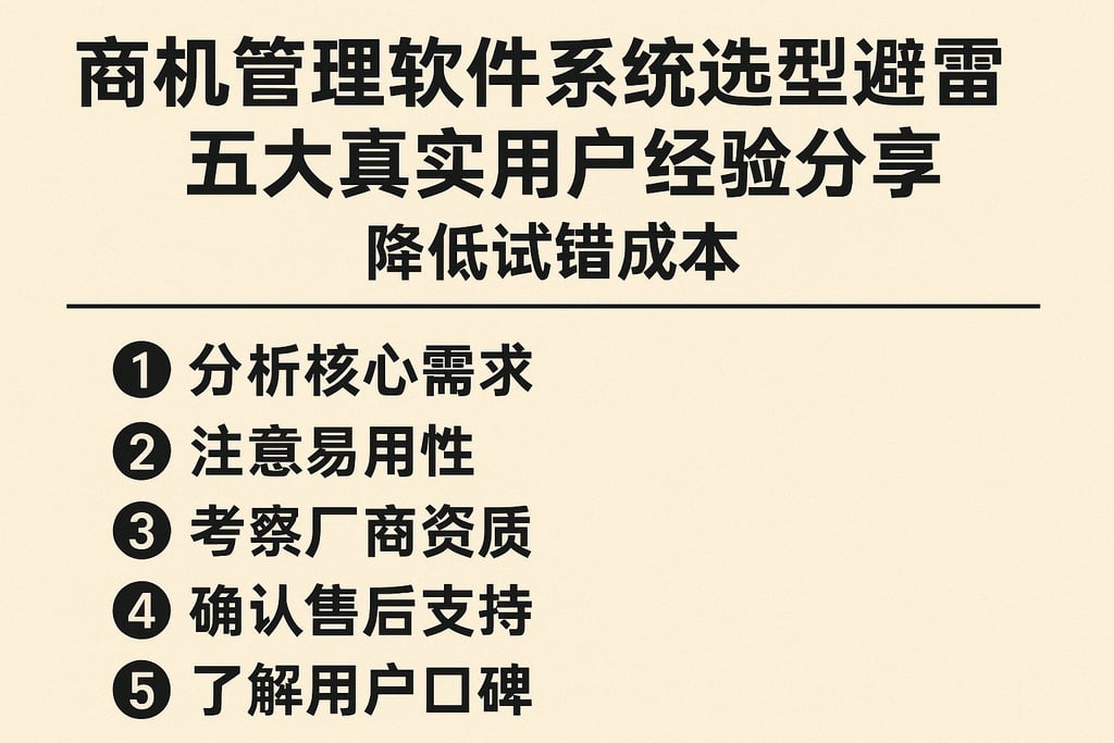 商机管理软件系统选型避雷指南，五大真实用户经验分享，降低试错成本