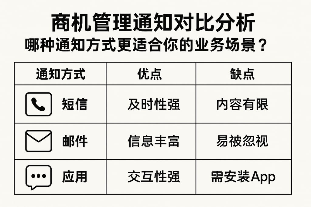 商机管理通知对比分析，哪种通知方式更适合你的业务场景？