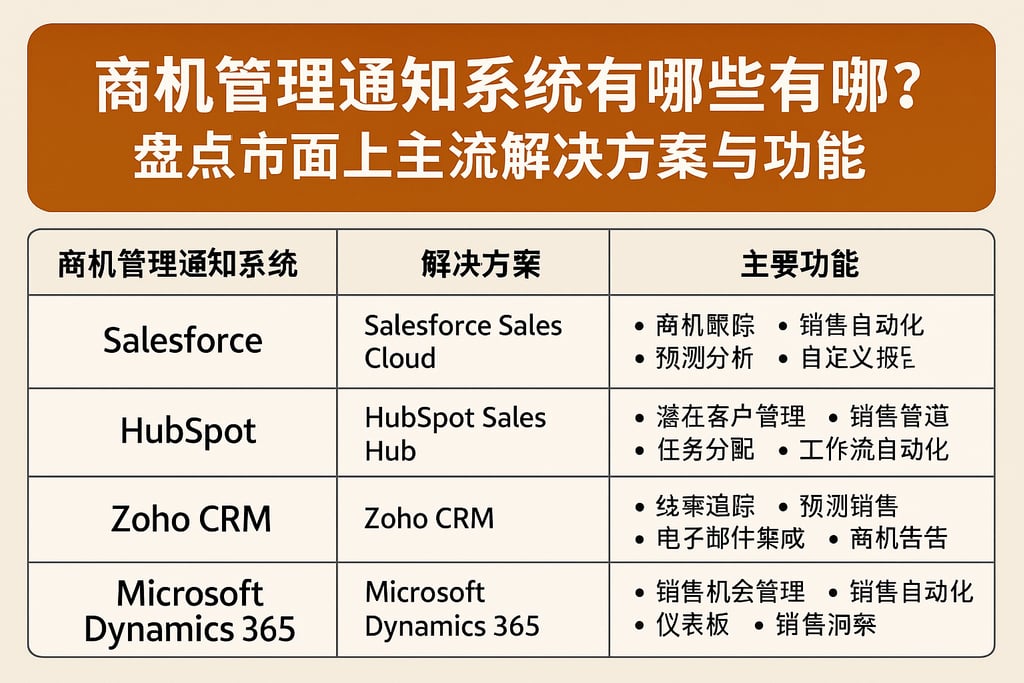 商机管理通知系统有哪些？盘点市面上主流解决方案与功能对比