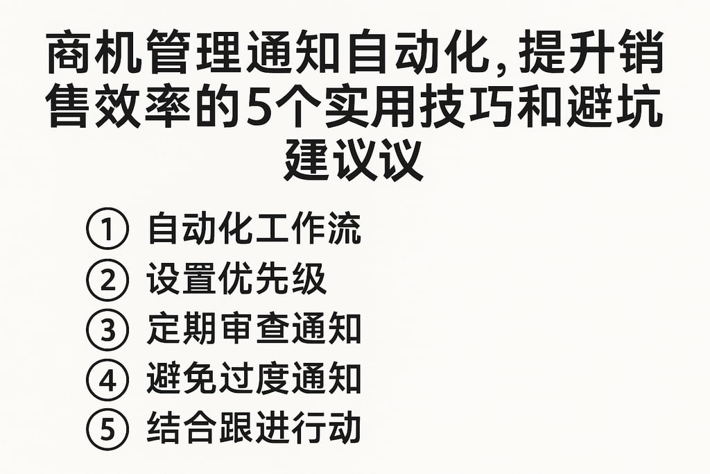 商机管理通知自动化，提升销售效率的5个实用技巧和避坑建议