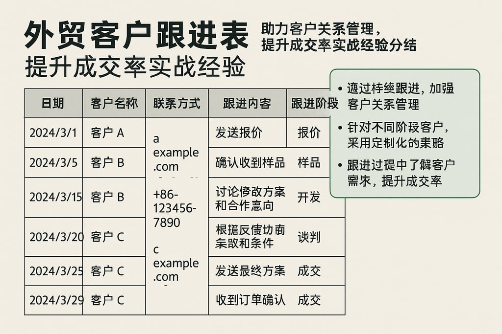 外贸客户跟进表助力客户关系管理，提升成交率实战经验总结