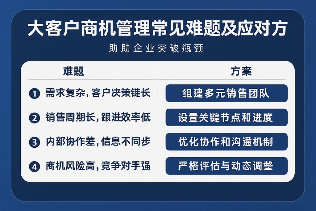 大客户商机管理常见难题及应对方案，帮助企业突破瓶颈