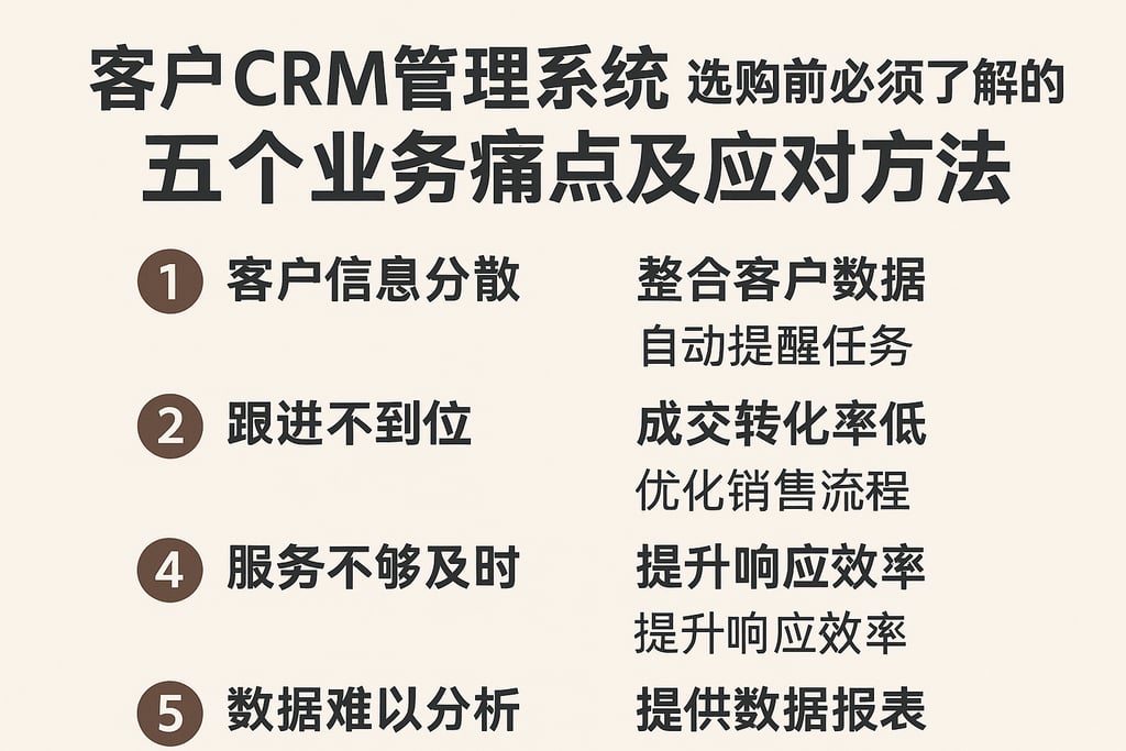 客户CRM管理系统选购前必须了解的五个业务痛点及应对方法