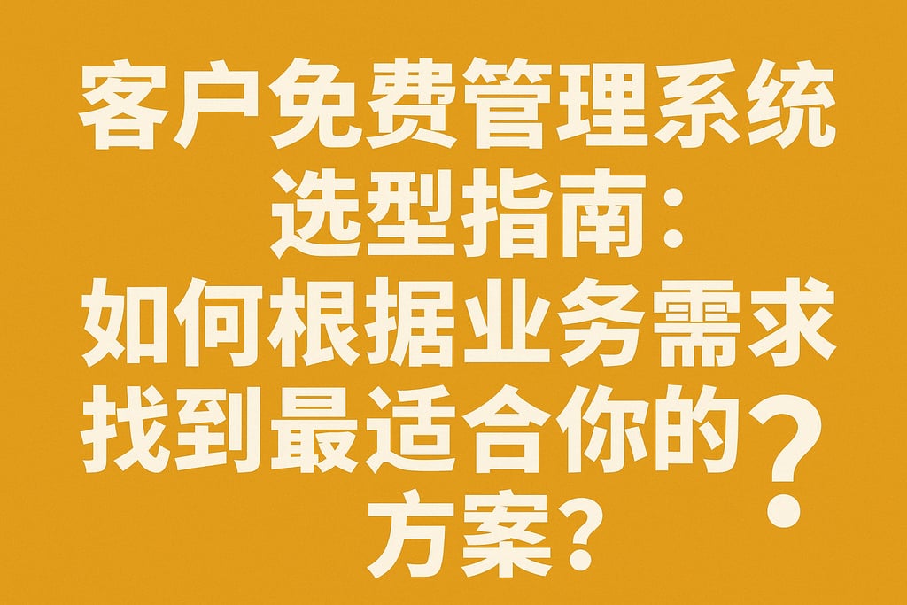 客户免费管理系统选型指南：如何根据业务需求找到最适合你的方案？