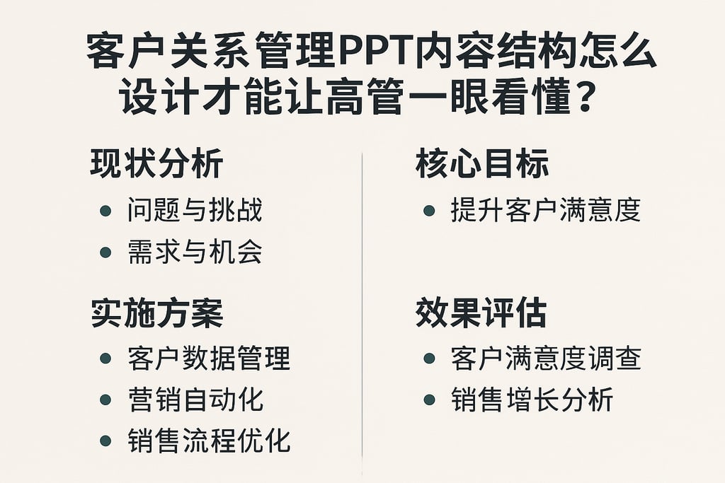 客户关系管理PPT内容结构怎么设计才能让高管一眼看懂？
