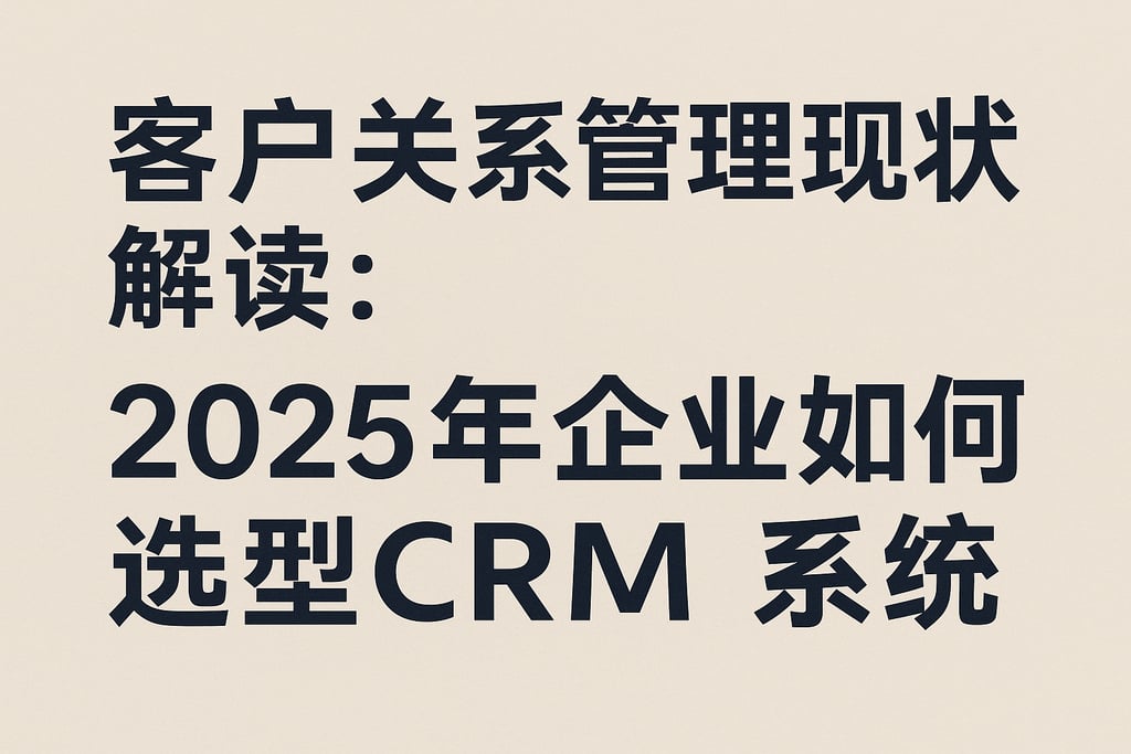 客户关系管理现状解读：2025年企业如何选型CRM系统