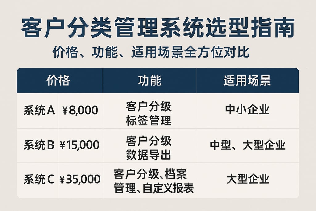 客户分类管理系统选型指南：价格、功能、适用场景全方位对比
