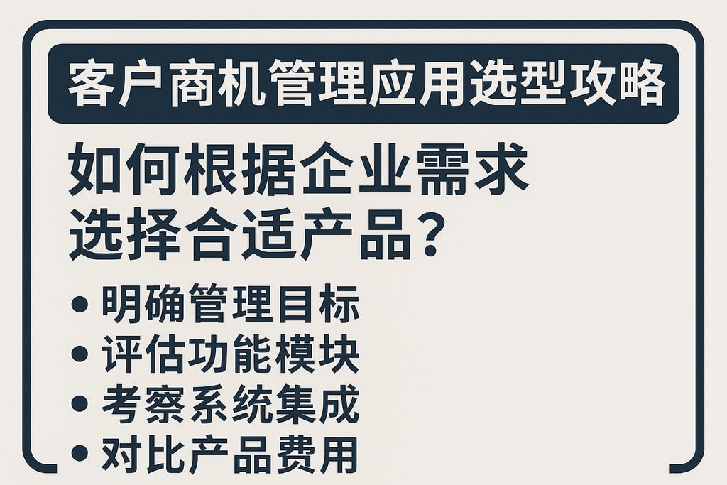 客户商机管理应用选型攻略：如何根据企业需求选择合适产品？