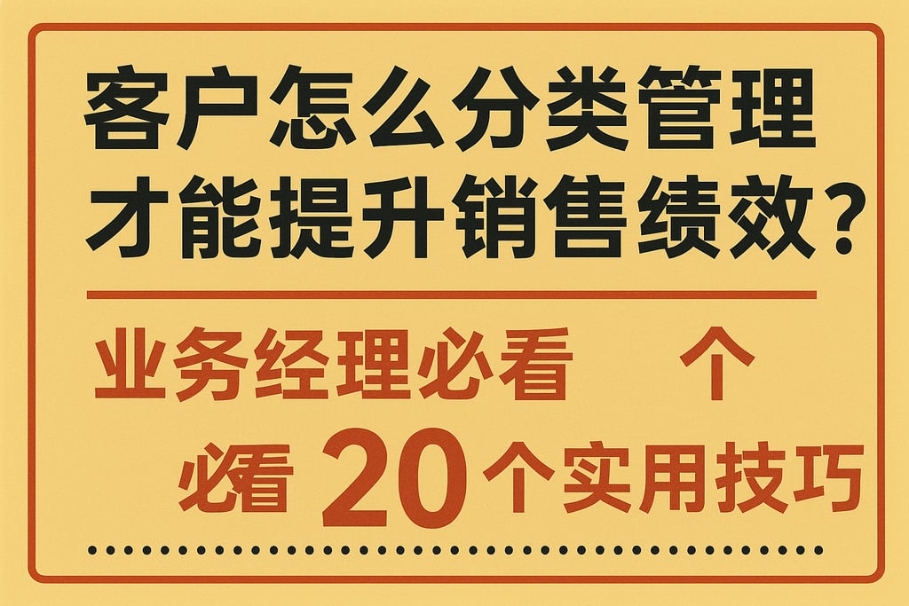 客户怎么分类管理才能提升销售绩效？业务经理必看20个实用技巧