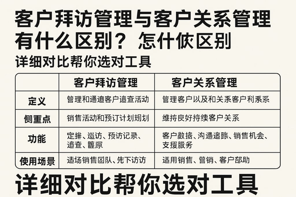 客户拜访管理与客户关系管理有什么区别？详细对比帮你选对工具