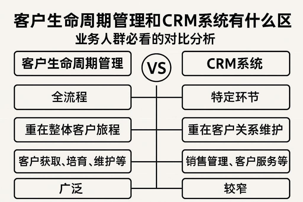 客户生命周期管理和CRM系统有什么区别？业务人群必看的对比分析