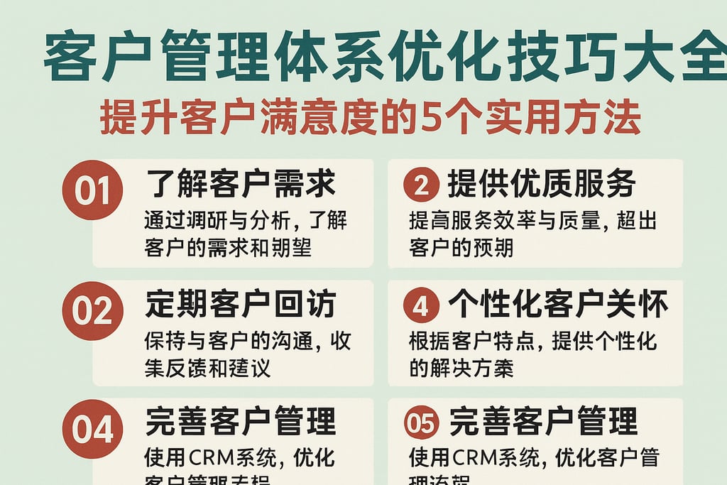 客户管理体系优化技巧大全：提升客户满意度的5个实用方法