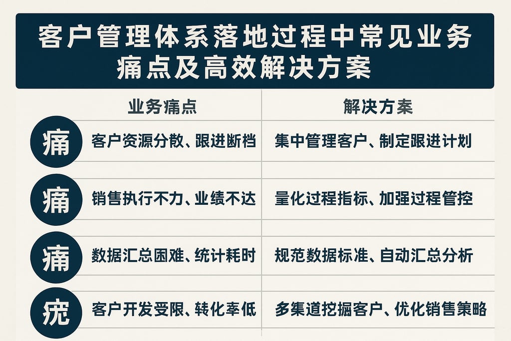 客户管理体系落地过程中常见业务痛点及高效解决方案