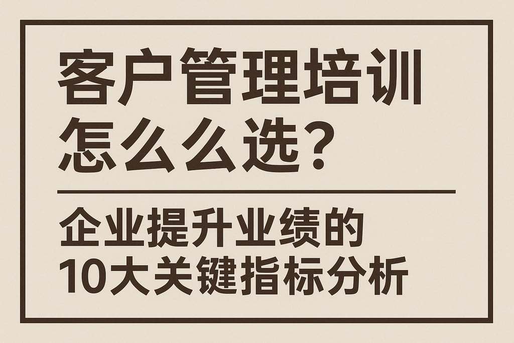 客户管理培训怎么选？企业提升业绩的10大关键指标分析