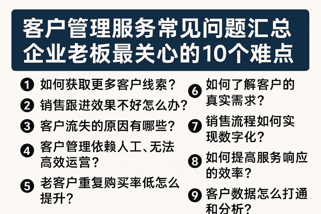 客户管理服务常见问题汇总，企业老板最关心的10个难点