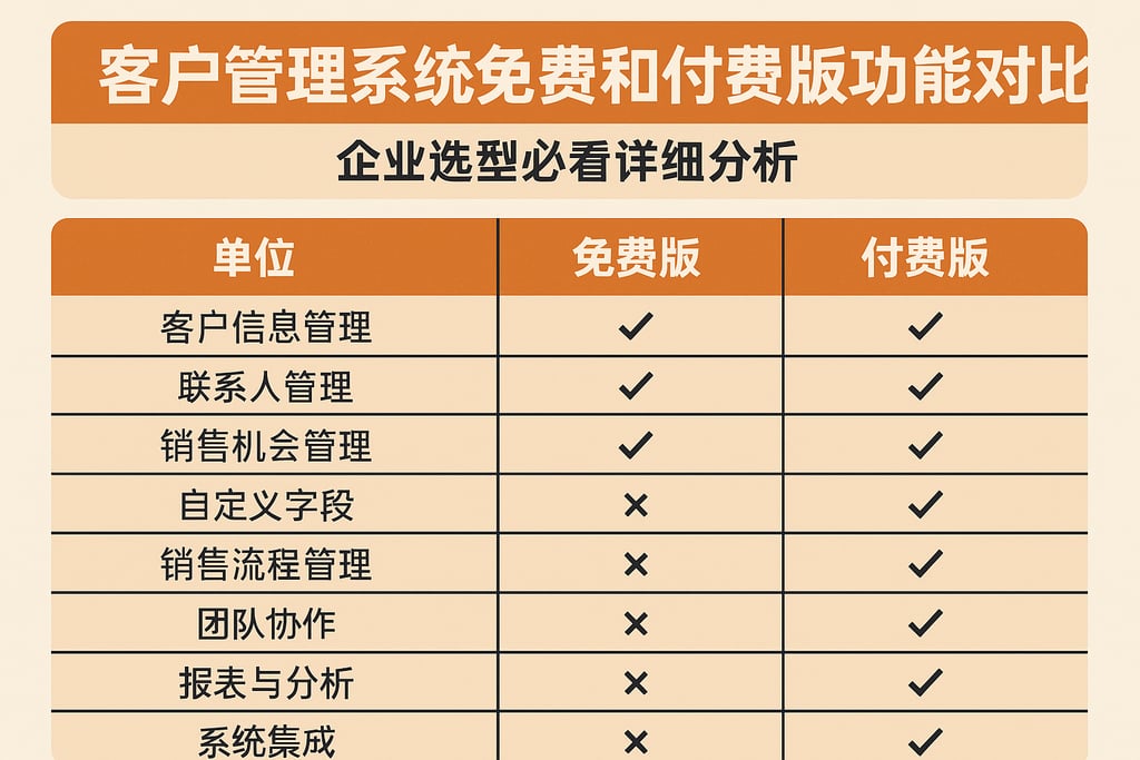 客户管理系统免费和付费版功能对比，企业选型必看详细分析