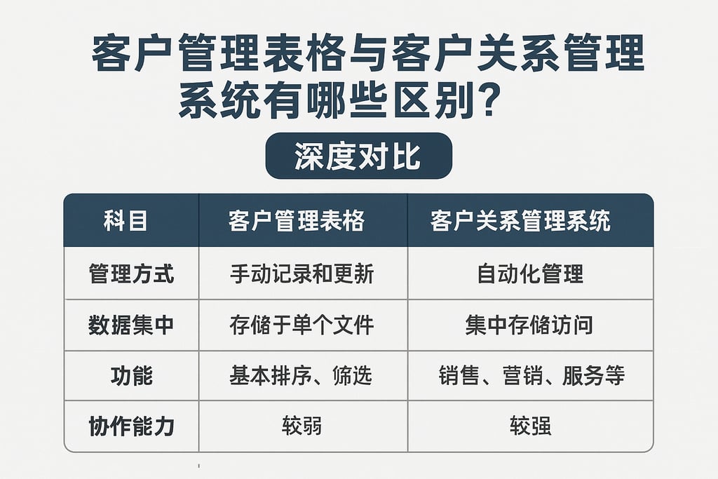 客户管理表格与客户关系管理系统有哪些区别？深度对比