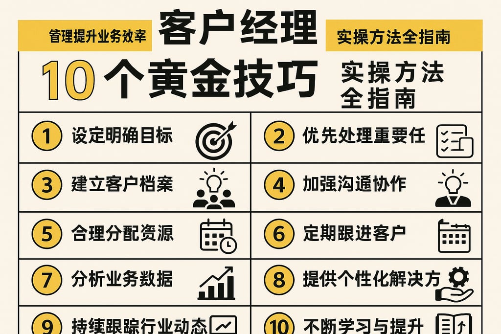 客户经理管理提升业务效率的10个黄金技巧，实操方法全指南