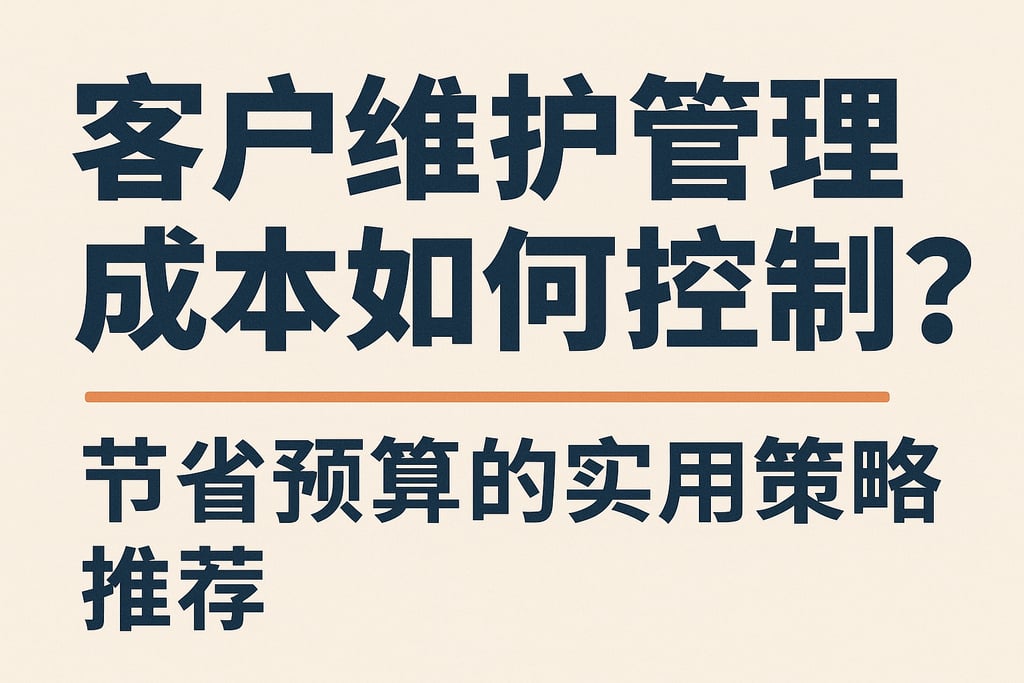 客户维护管理成本如何控制？节省预算的实用策略推荐