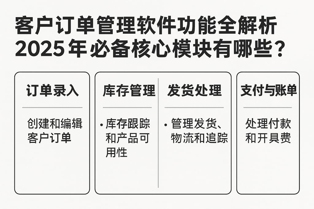 客户订单管理软件功能全解析，2025年必备核心模块有哪些？