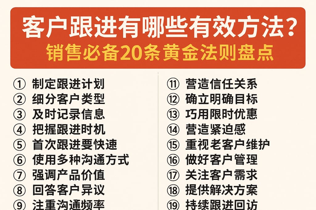 客户跟进有哪些有效方法？销售必备20条黄金法则盘点