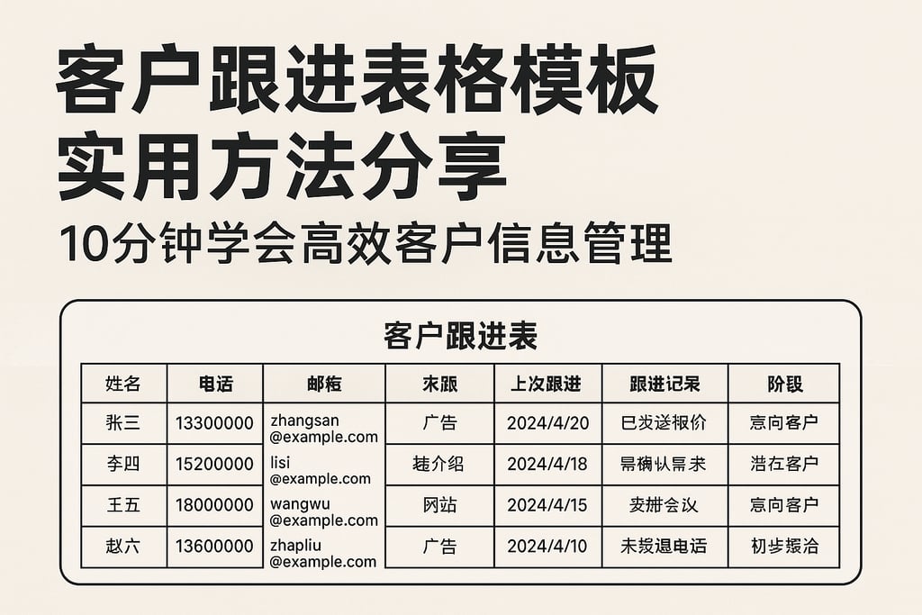 客户跟进表格模板实用方法分享，10分钟学会高效客户信息管理