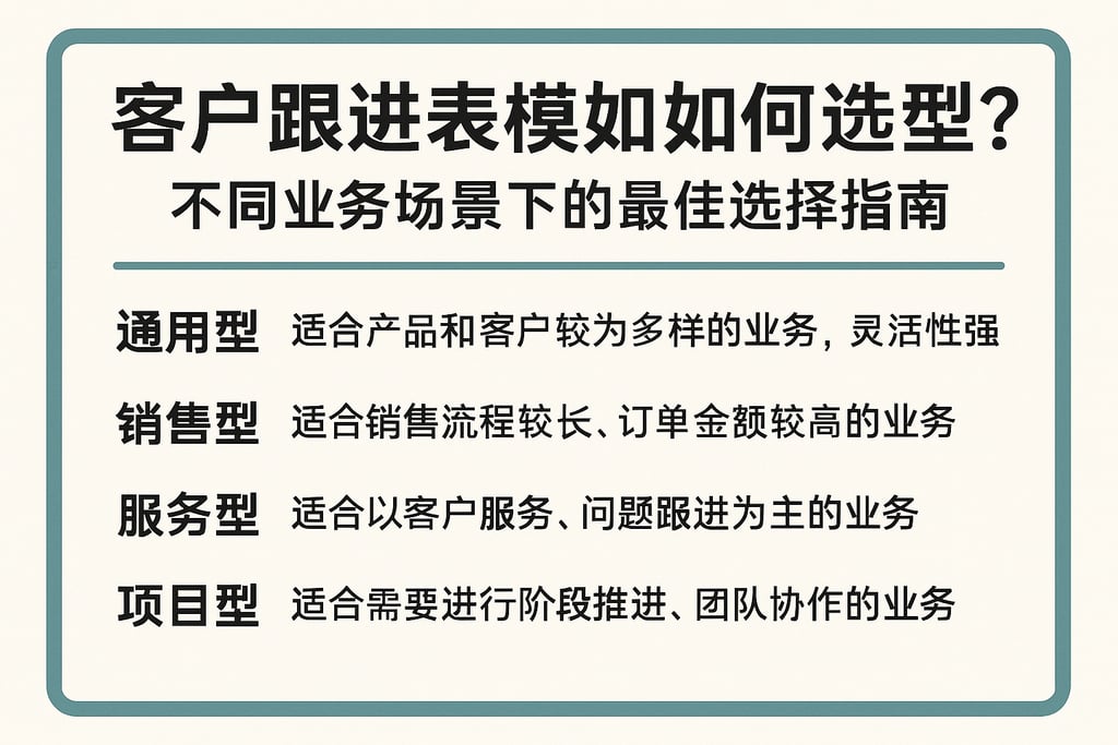 客户跟进表模板如何选型？不同业务场景下的最佳选择指南