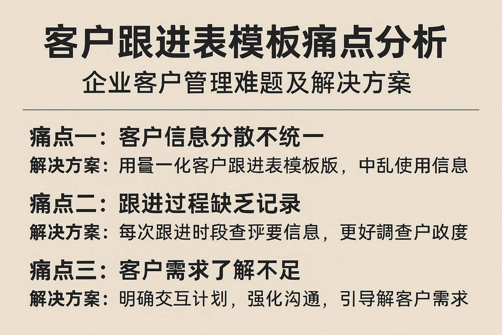客户跟进表模板痛点分析：企业客户管理难题及解决方案