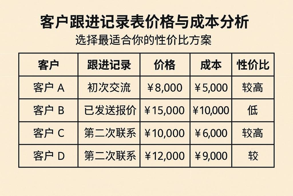客户跟进记录表价格与成本分析，选择最适合你的性价比方案