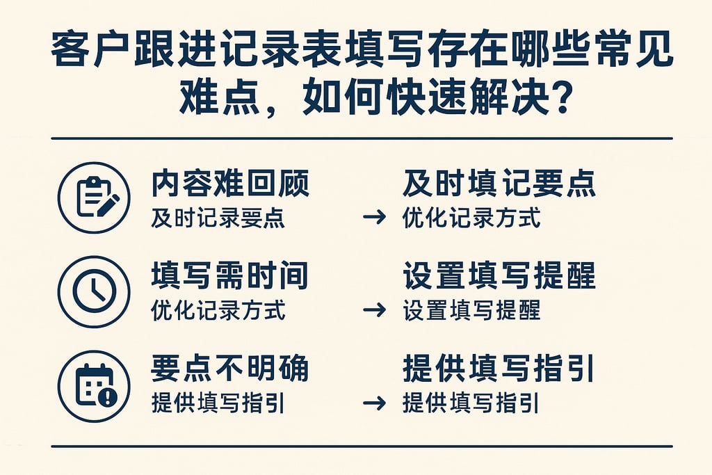 客户跟进记录表填写存在哪些常见难点，如何快速解决？