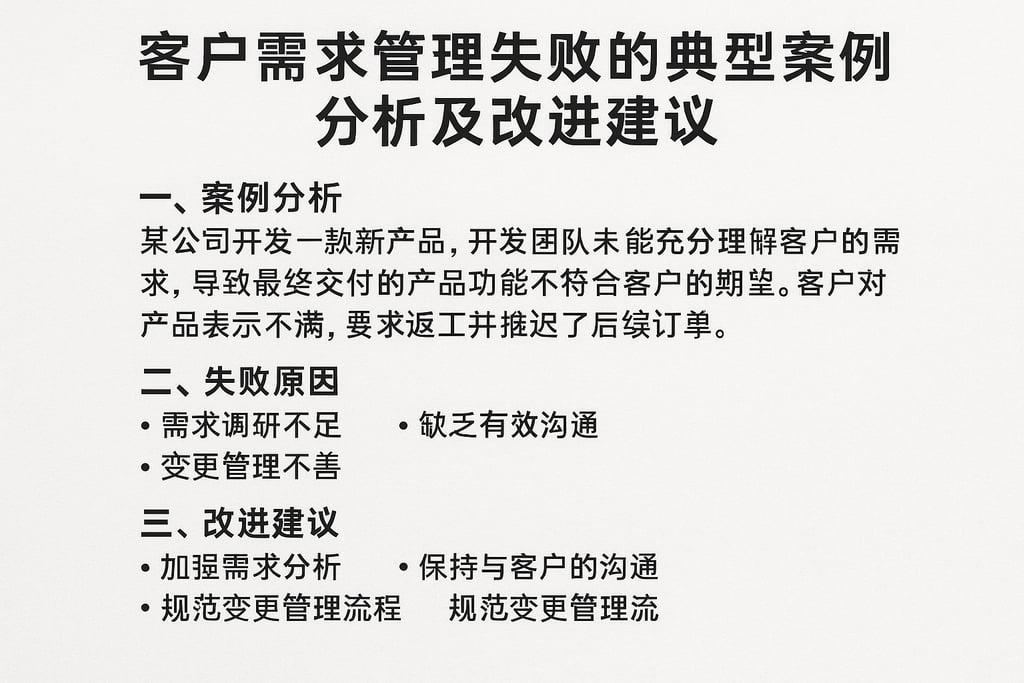 客户需求管理失败的典型案例分析及改进建议