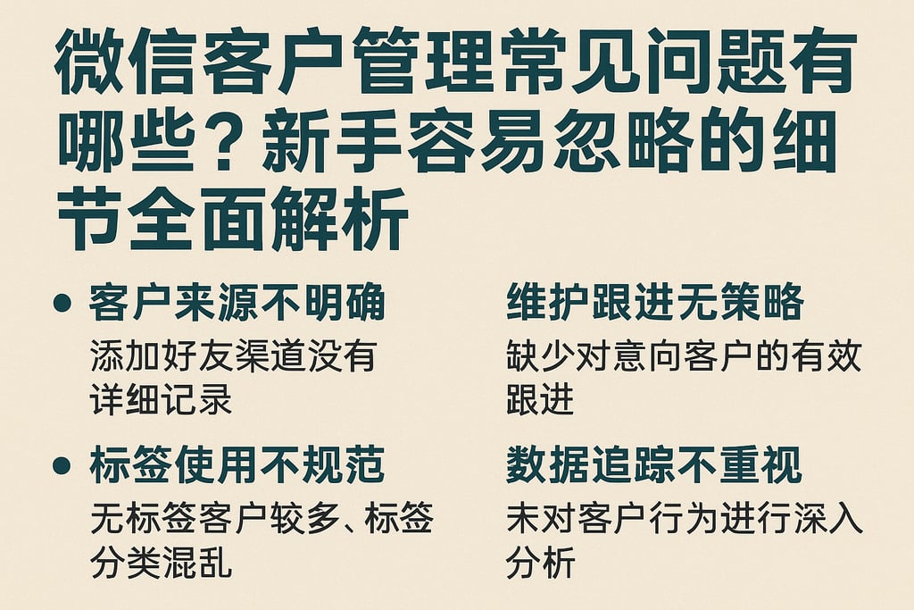 微信客户管理常见问题有哪些？新手容易忽略的细节全面解析