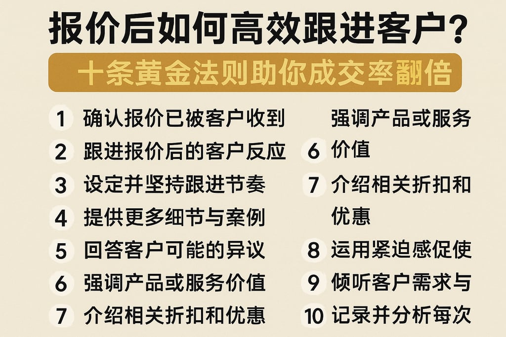 报价后如何高效跟进客户？十条黄金法则助你成交率翻倍