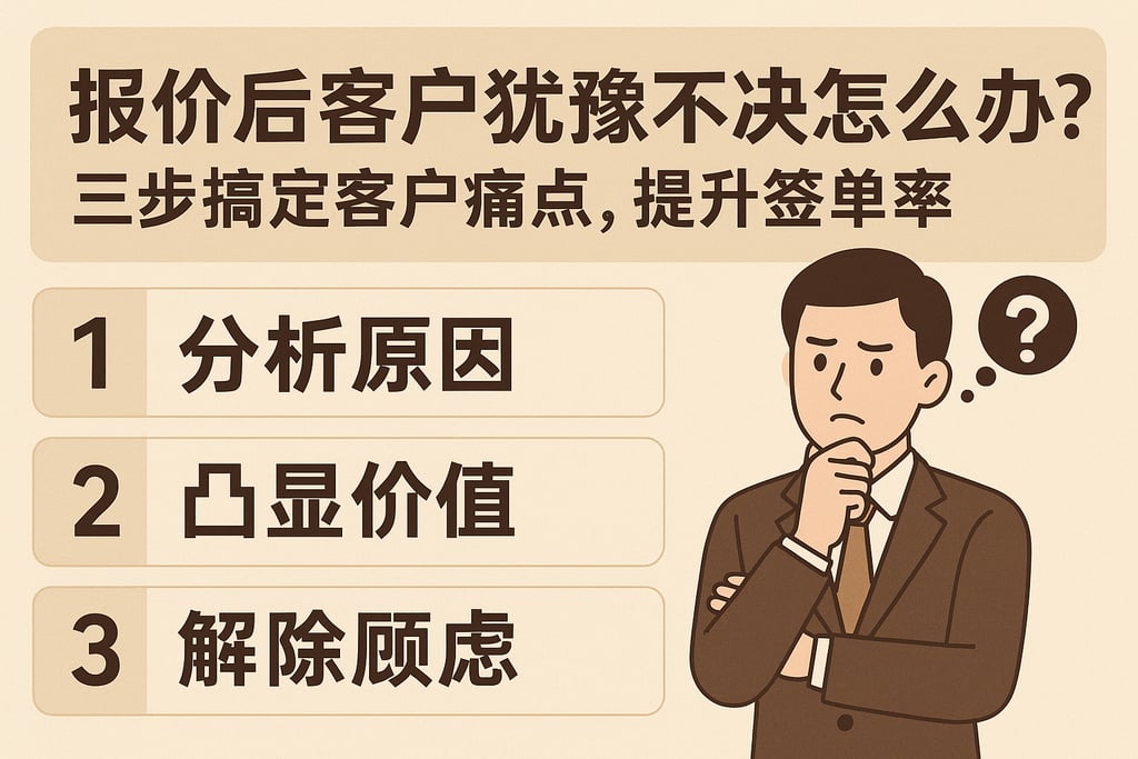 报价后客户犹豫不决怎么办？三步搞定客户痛点，提升签单率