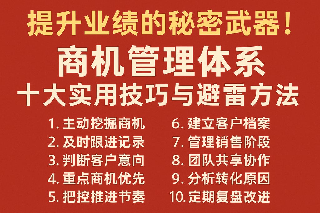 提升业绩的秘密武器！商机管理体系十大实用技巧与避雷方法