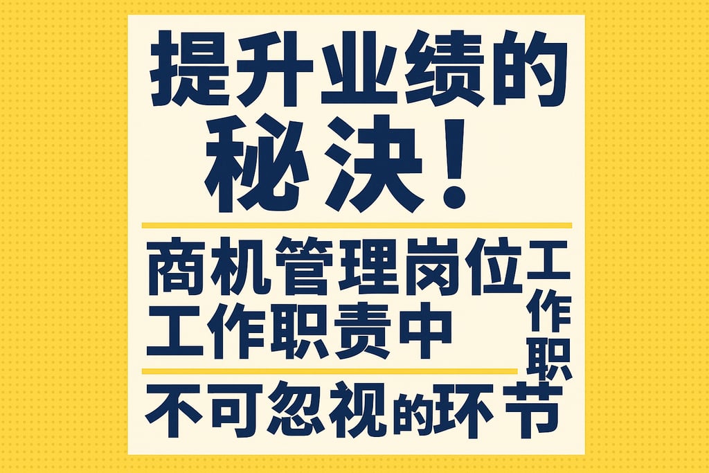 提升业绩的秘诀！商机管理岗位工作职责中不可忽视的环节