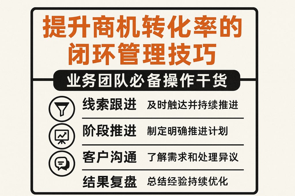 提升商机转化率的闭环管理技巧，业务团队必备操作干货