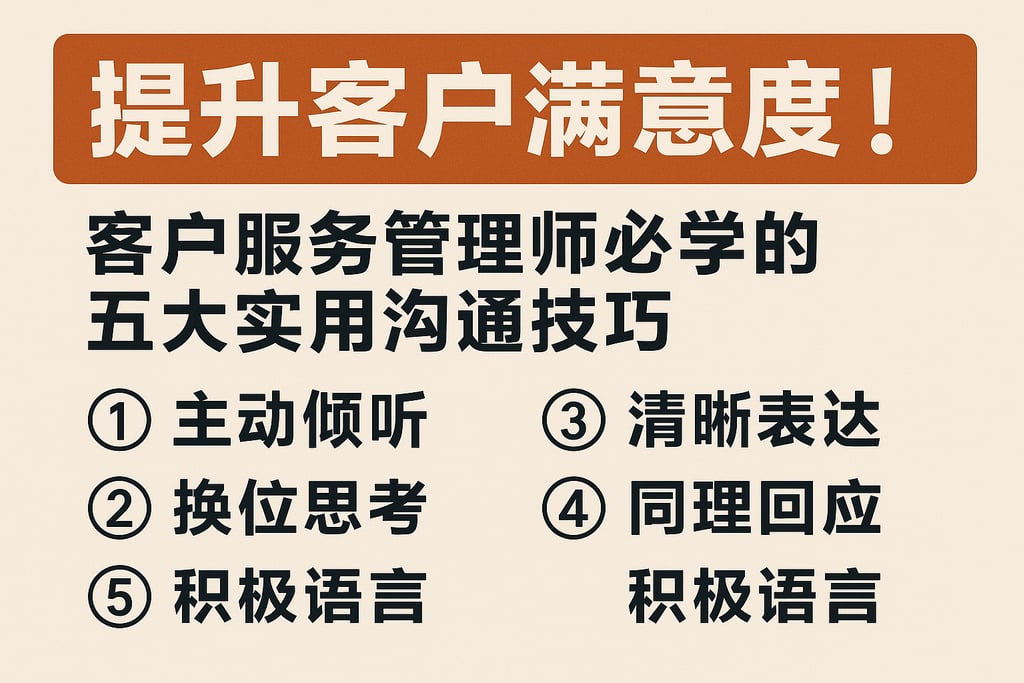 提升客户满意度！客户服务管理师必学的五大实用沟通技巧