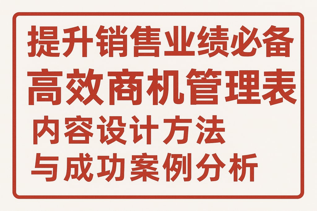 提升销售业绩必备！高效商机管理表内容设计方法与成功案例分析