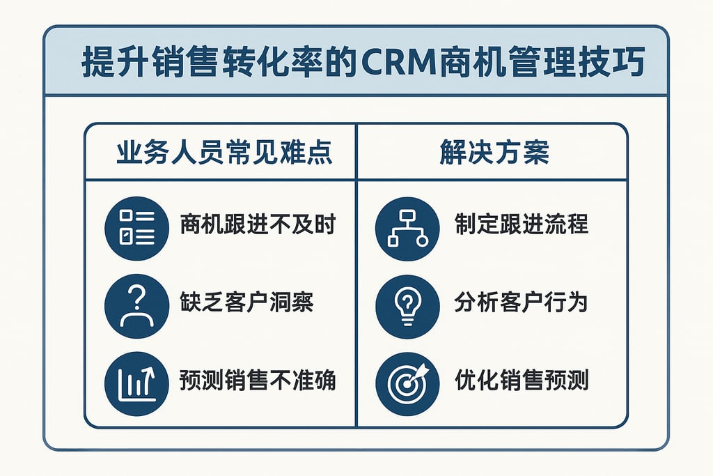 提升销售转化率的CRM商机管理技巧，业务人员常见难点与解决方案