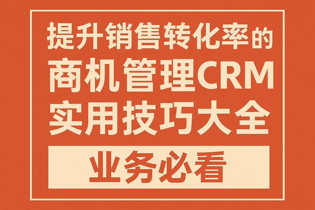 提升销售转化率的商机管理CRM实用技巧大全，业务必看