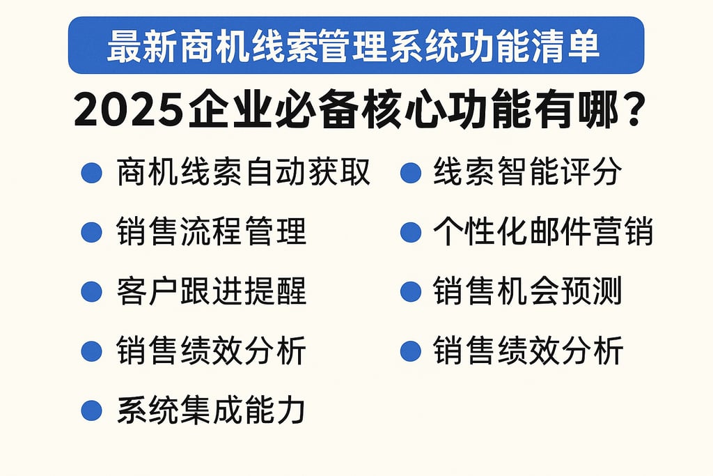最新商机线索管理系统功能清单，2025企业必备核心功能有哪些？