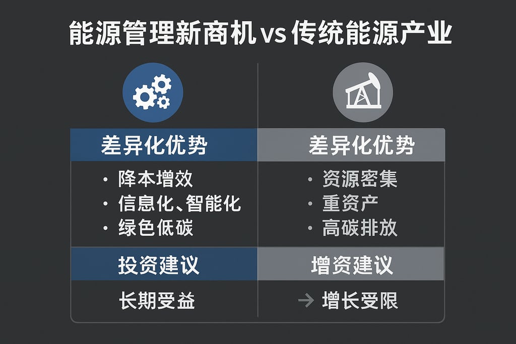 能源管理新商机VS传统能源产业，差异化优势对比与投资建议