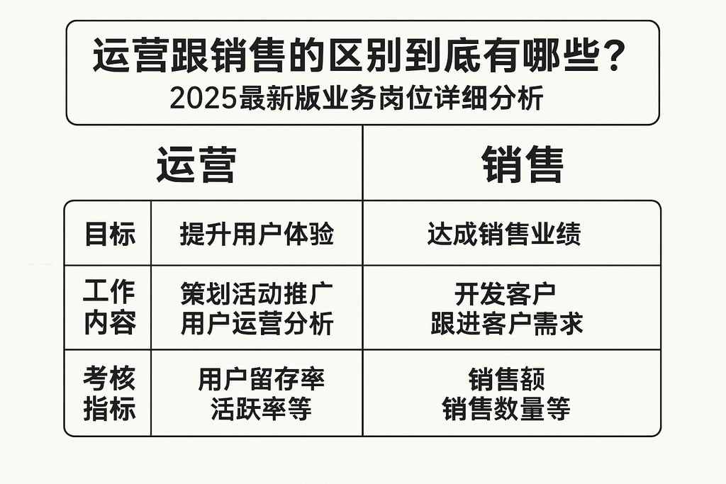 运营跟销售的区别到底有哪些？2025最新版业务岗位详细分析
