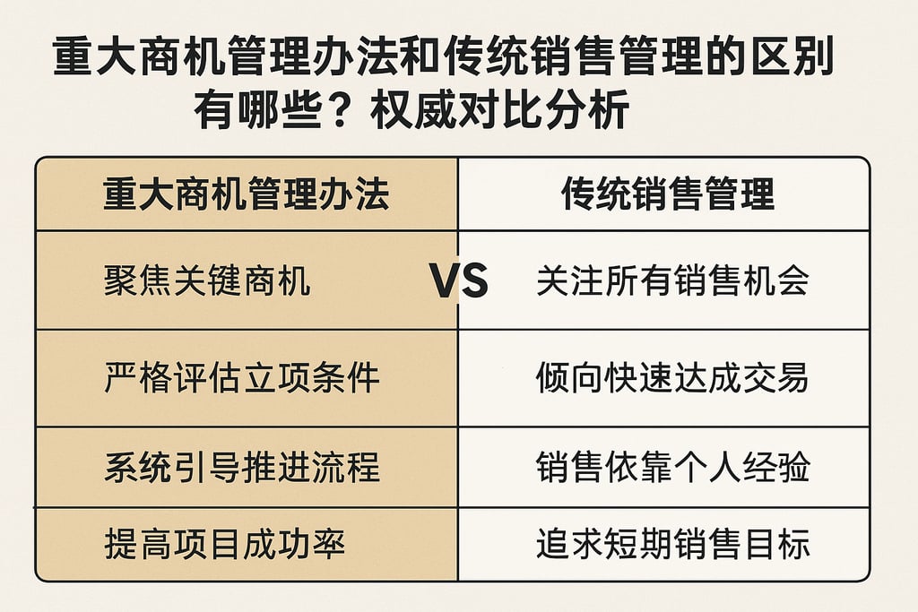重大商机管理办法和传统销售管理的区别有哪些？权威对比分析
