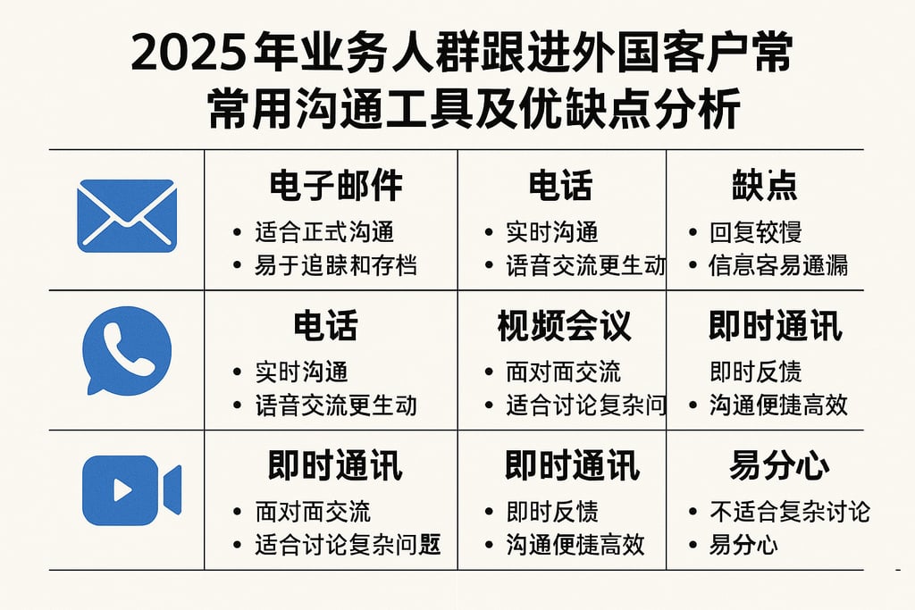 2025年业务人群跟进外国客户常用沟通工具及优缺点分析