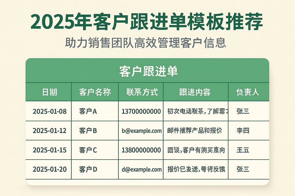 2025年客户跟进单模板推荐，助力销售团队高效管理客户信息