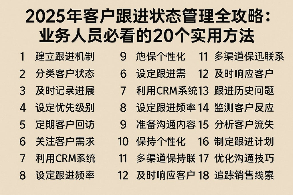 2025年客户跟进状态管理全攻略：业务人员必看的20个实用方法