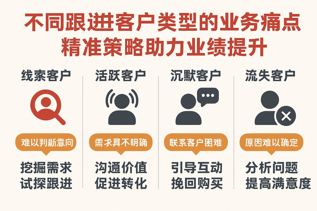 不同跟进客户类型的业务痛点，精准策略助力业绩提升
